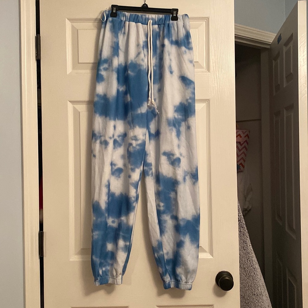Blue tie dye sweatpants